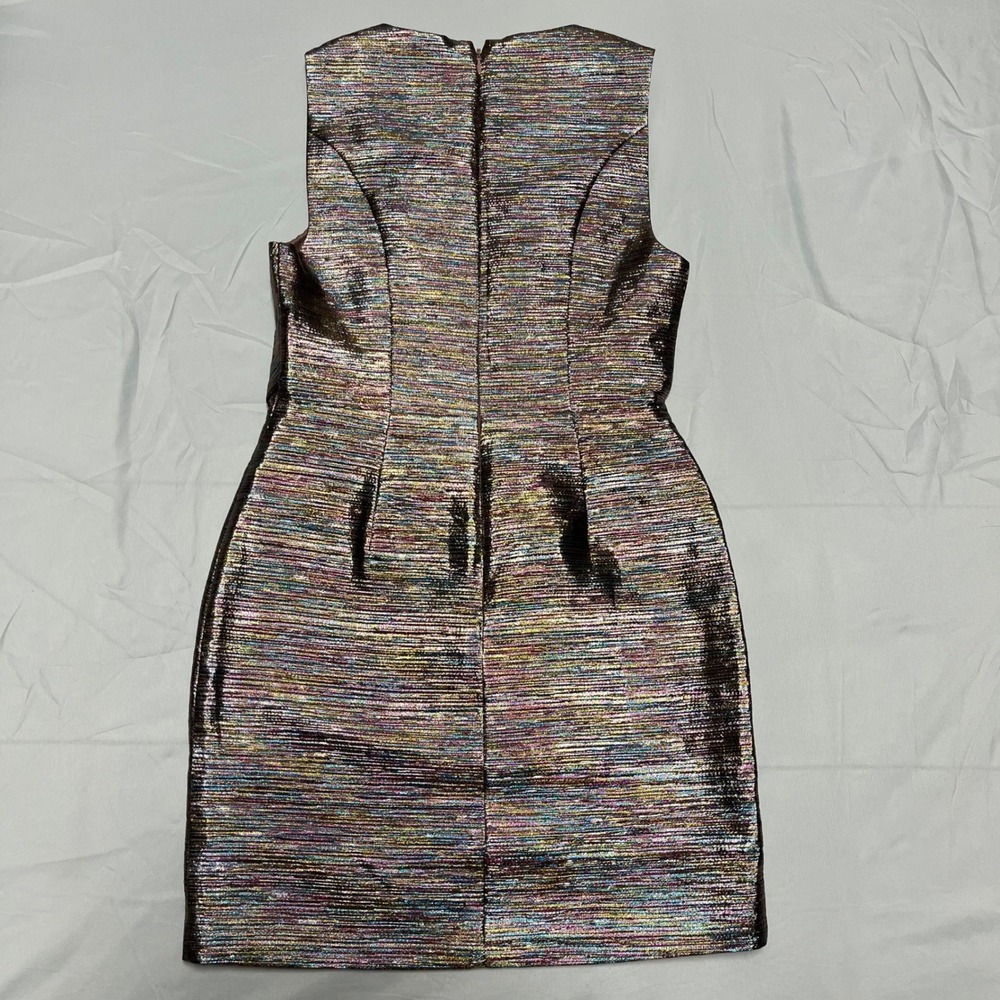 Topshop Metallic Rainbow V-Neck Mini Dress Size 4 - Picture 7 of 7